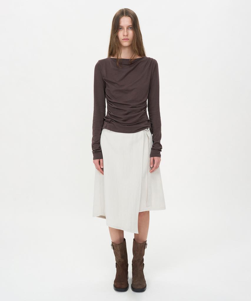 Insilence Woman Asymmetric Midi Wrap Skirt Ice Grey