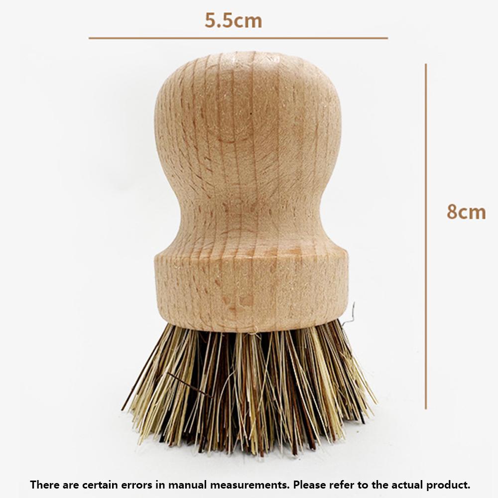 Natural Wooden Dish Scrubber Brush for Kitchen Cleaning Sisal Coconut Fiber Lightweight Short Handle Household Scrub Brush