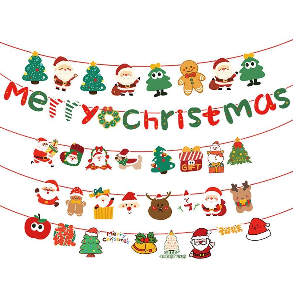 Paper Christmas Banner Christmas Theme Wall Hanging Merry Christmas Decor Pull Flag Design Hanging Ornaments Festive Season