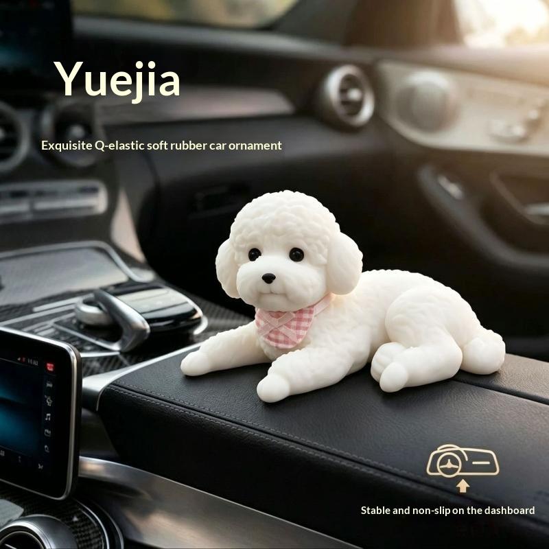Cane Orsacchiotto Decorativo in Silicone per Auto Accessori Animali Domestici Simulati Supporto Gadget Console Centrale Decorazione Automobilistica Nuovo 1 Pz