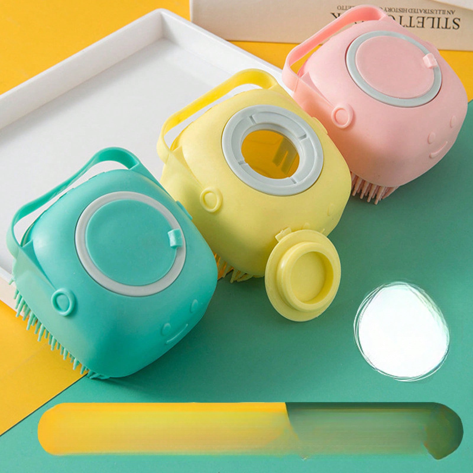 

Dog Silicone Bath Brush, Soft Massage Brush for Pets,Shower Gel Fillable Scrub & Bathing Tool, Gentle Hair Brush for Dogs & Cats разноцветный