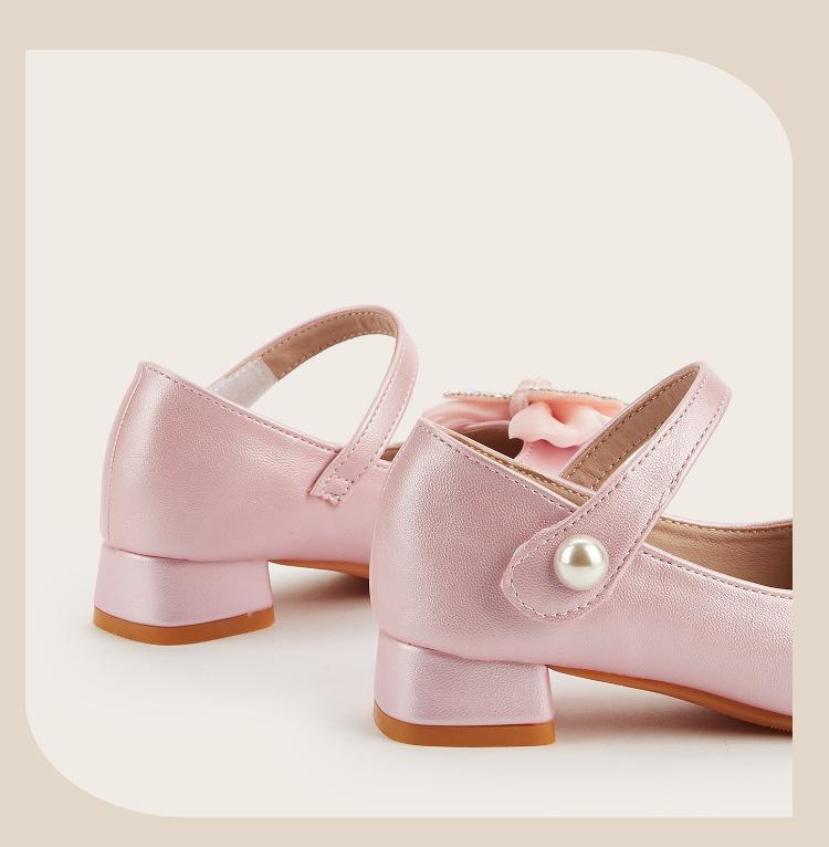 Collezione Inverno 2025: Tacchi Alti da Principessa per Bambina - Scarpe in Pelle con Fiocco per Bambini, alla Moda e Versatili
