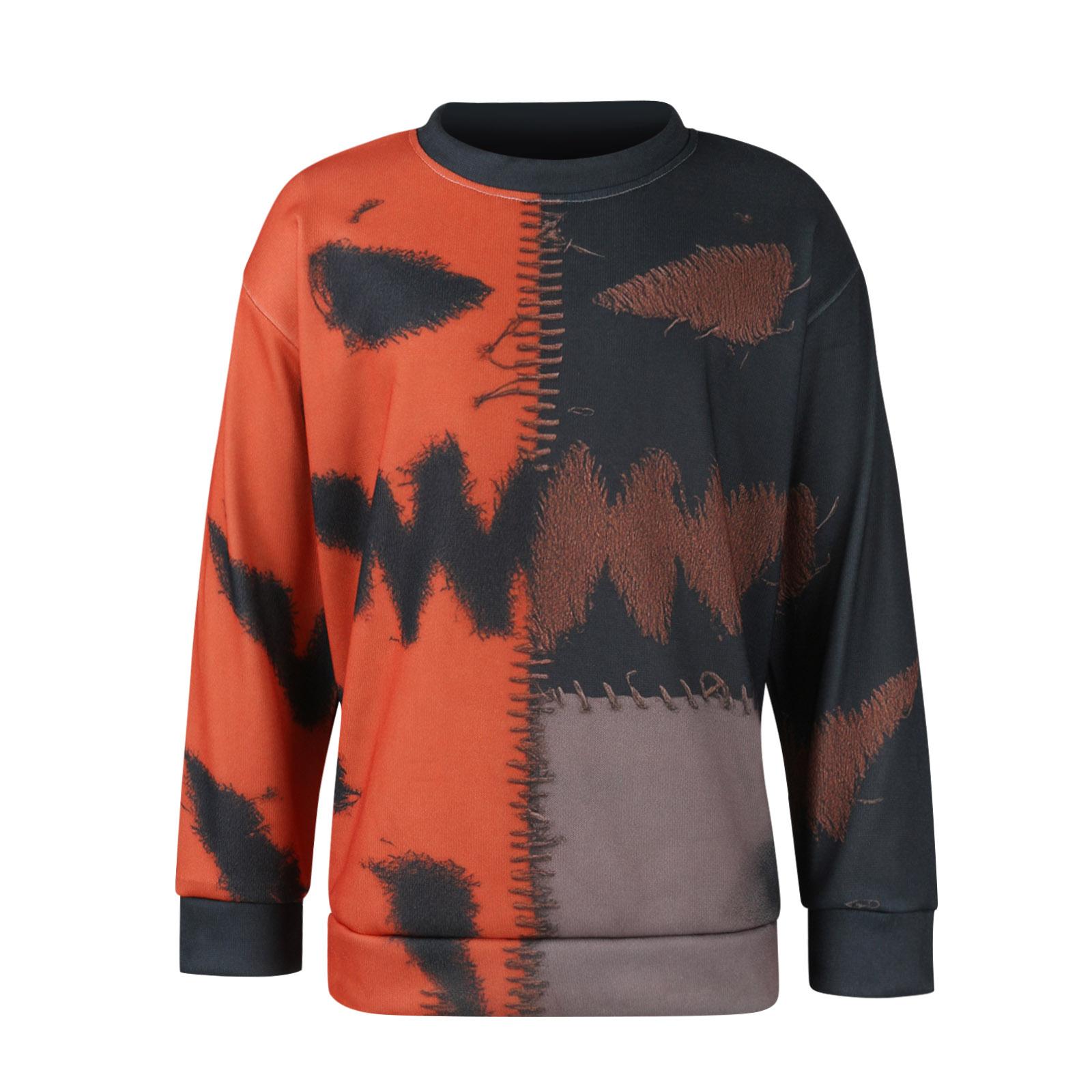 

Men s Halloween 3D Printed Long Sleeve Top Round Neck Casual Sports Pullover XXXL чорний