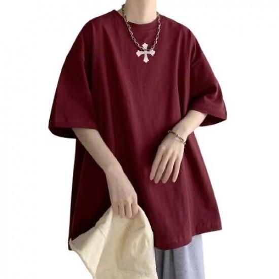 Men'S Trendy Letter Round Neck Printed Short Sleeved T-Shirt For Summer Ins Loose Casual Top