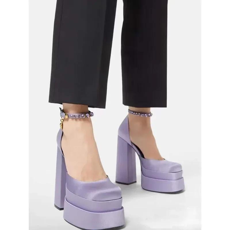 2025 Night Club CRYSTAL Women Pumps Shoes Fashion Platform Thick High Heel Ladies Sexy Stripper Party Sandals Footwear