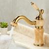 Luxury Brass and Jade Bathroom Faucet - Gold Sink Mixer Tap for Basin, Anti-Leak Ceramic Cartridge, Easy Install, Shiny Finish