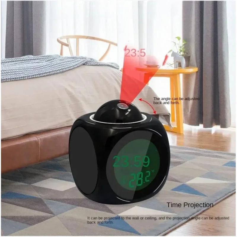 Multifunctional Projection Alarm Clock Glow-in-the-Dark Digital Clock Bedside Alarm Clock with Temperature and Humidity Display