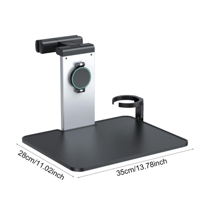 Universal Car Headrest Mounted Foldable Laptop Tray With Phone Support And Extendable Beverage Slot For Office Work