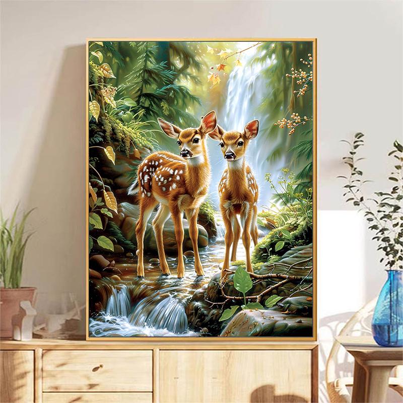5d DIY Diamond Painting Cross Stitch Cute Little Deer Diamond Embroidery Animal Mosaic Full Round Drill Home Decor