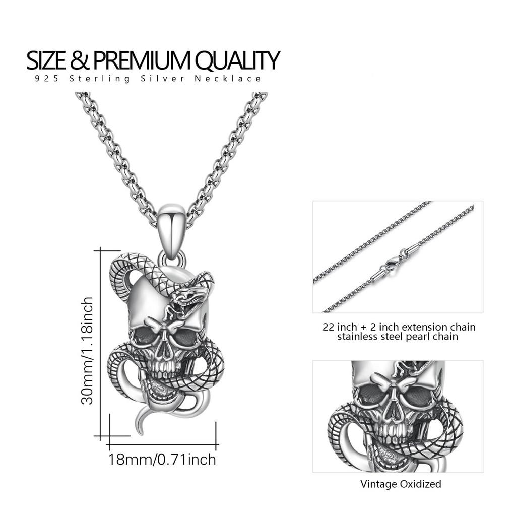 Snake Skull Geometric Necklace With Chain In Vintage Style For Gothic Fashion