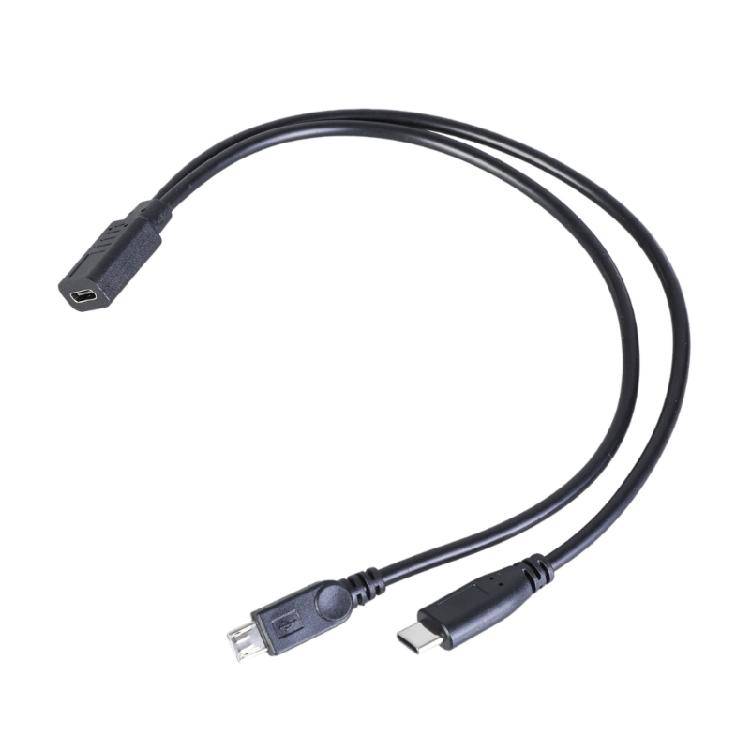 USB C Y Splitter Cable Type C Female To MicroUSB and Type C Male Charging Cable for Double Device Power