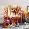 Pomeranian Print Flannel Blanket, High quality Comfortable for All Seasons, Home Decor, Warmth and Comfort, Perfect for Christmas Gifts