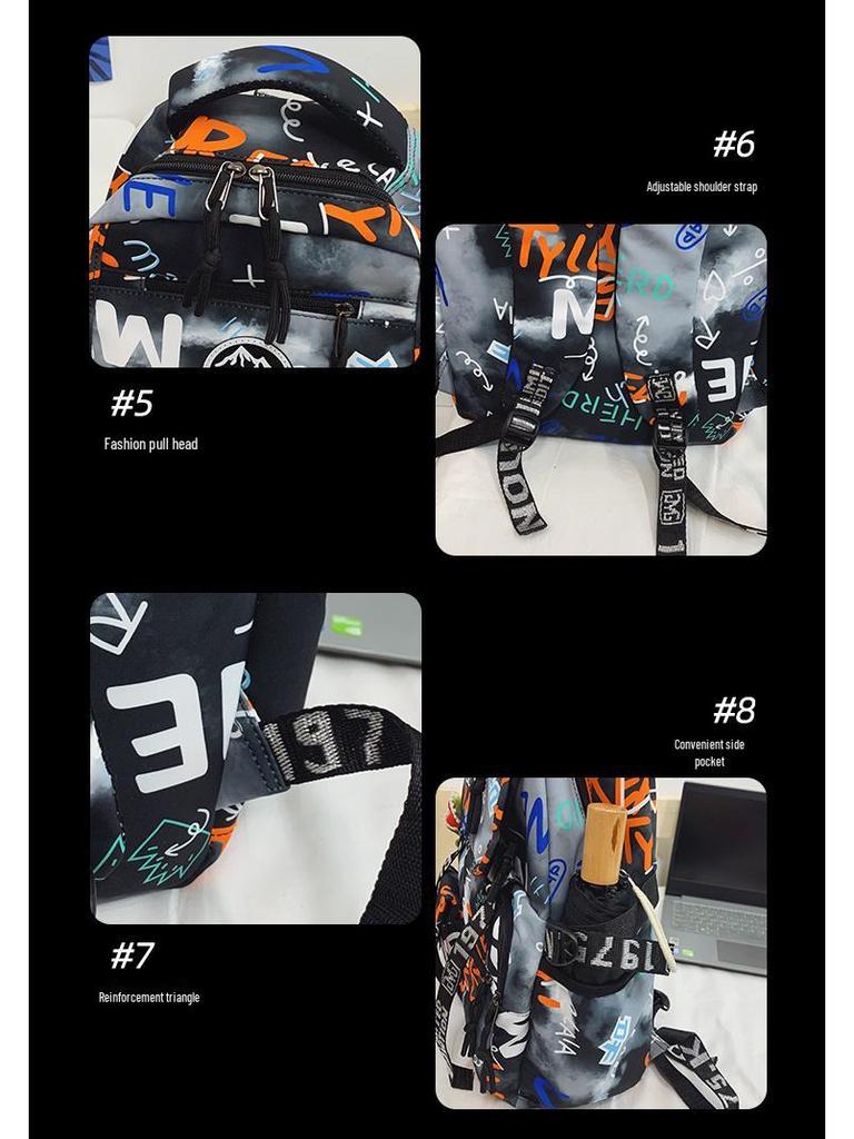 Spot Graffiti Streetwear Lightweight Backpack for Students & Casual Use