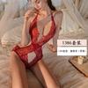 Erotic Underwear, Sexy lace Seductive one-piece dress, Women's halter-neck tie, plus-size uniform, Pure Desire pajamas 1386