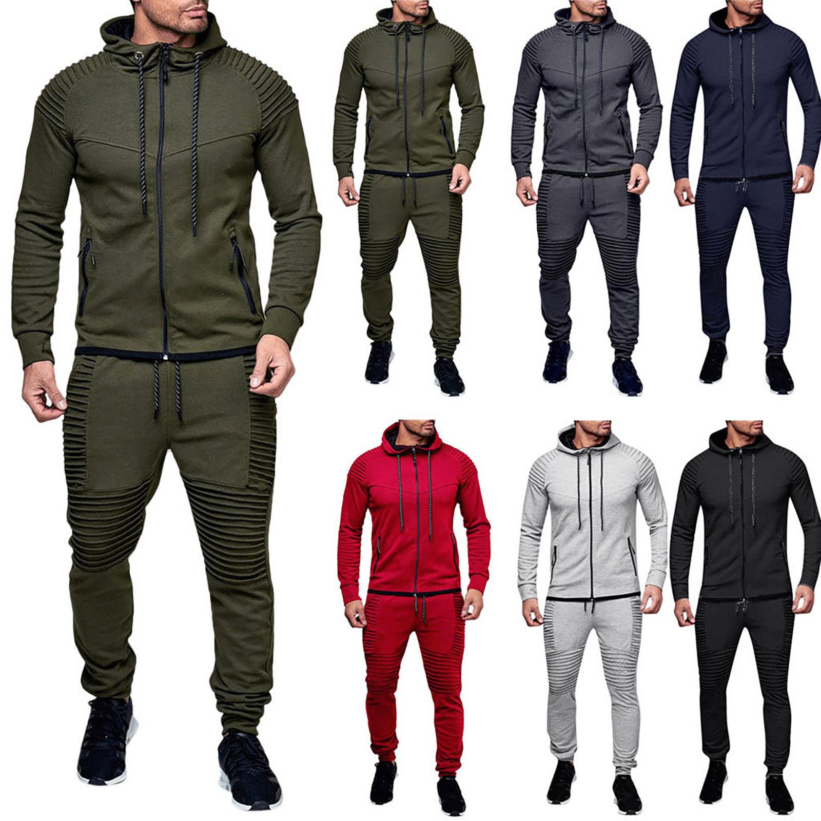 

Men s Winter Pocket Sweatshirt Top Pants Sets Sports Suit Tracksuit XL