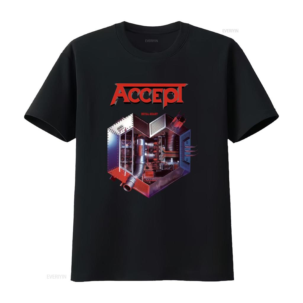 ACCEPT METAL HEART Album Design T Shirt Sizes S 5XL MR319 Band Merch Music Lover  Vintage Washed Versatile Casual Soft Fashion
