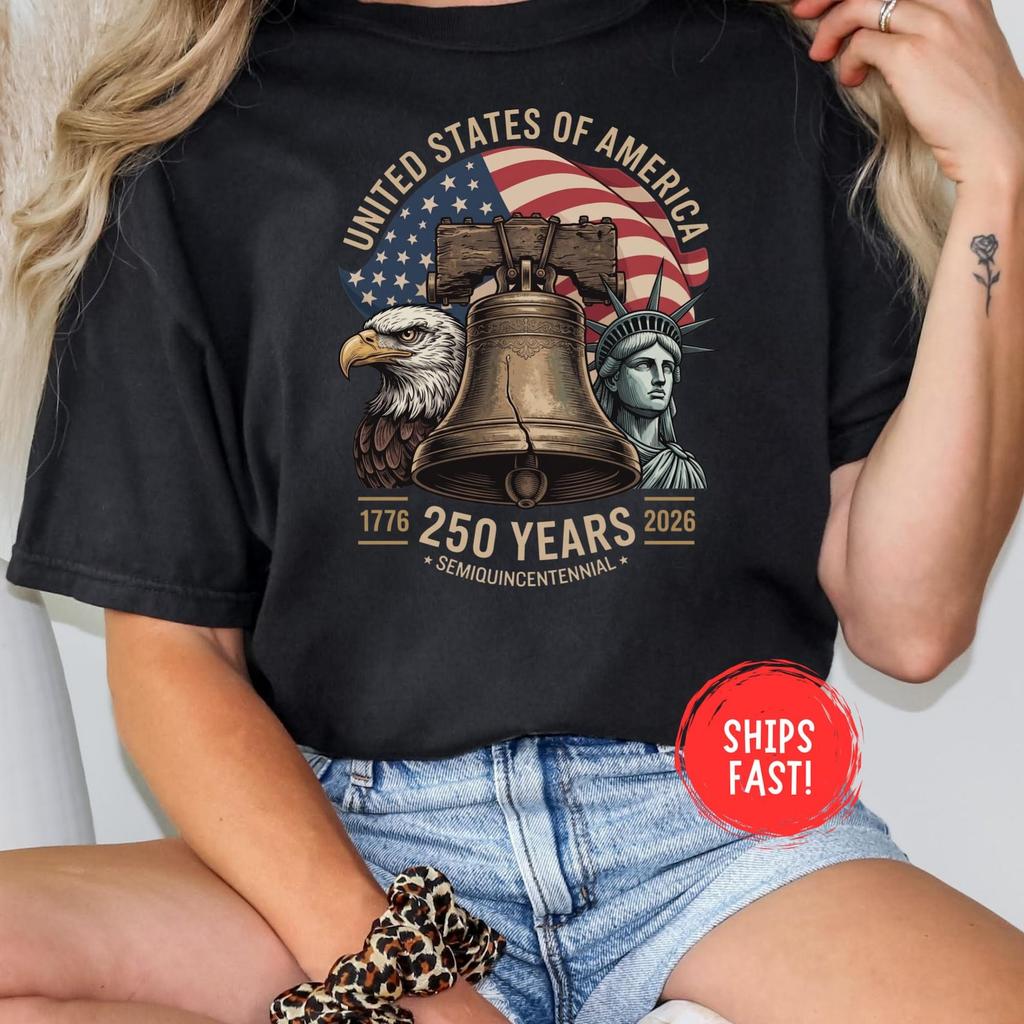United State Of America Semiquincentennial 1776-2026 USA 250th Anniversary Patriotic Tee Independence Day 4th July Vintage Comfort Colors