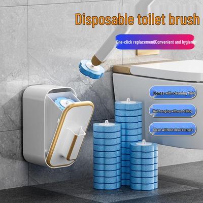 Wall-Mounted Toilet Brush: Replaceable, Disposable, Punch-Free, No Dead Corners