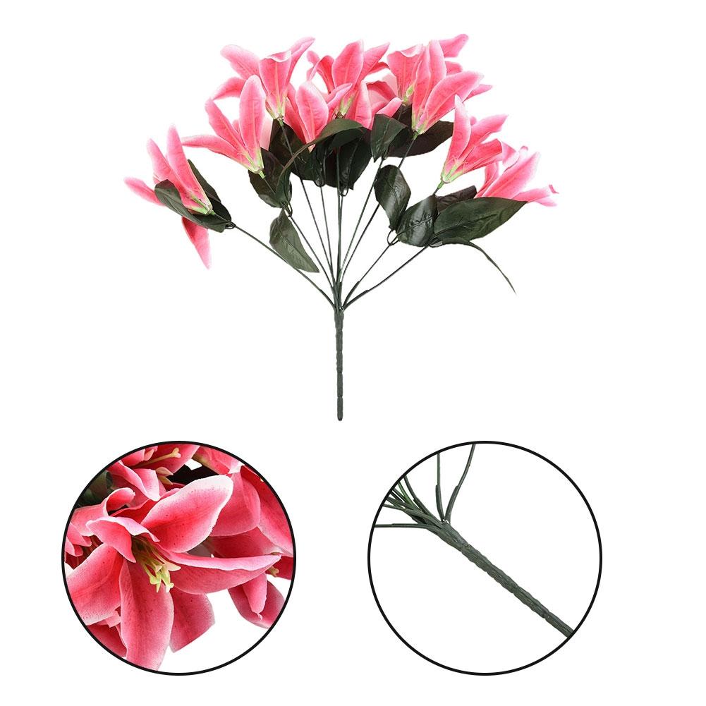 Exquisite 45cm Artificial Lillies 10 Head Flower Bunch Elegant Home Decor