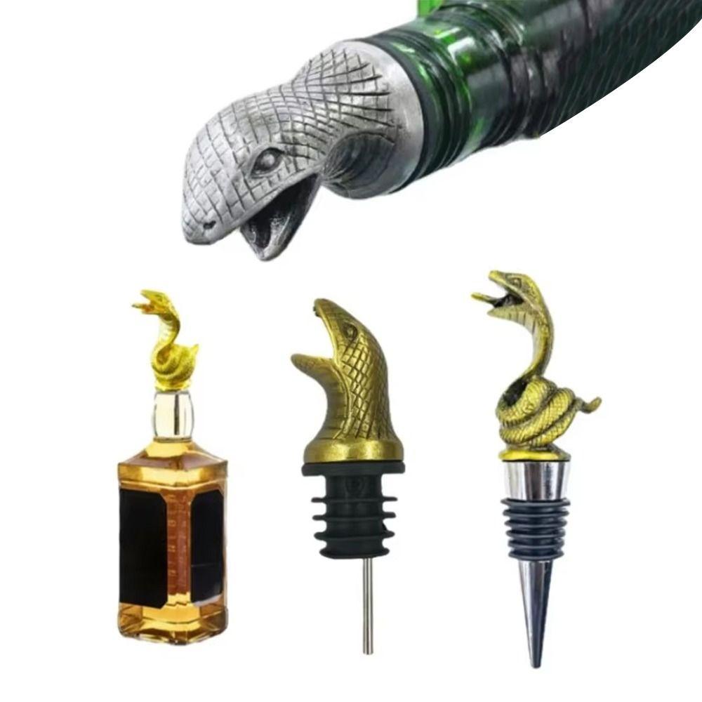 Zinc Alloy Wine Pourer Ornament Wine Aerators Unique Snake Bottle Stoppers  for Kitchen Accessories