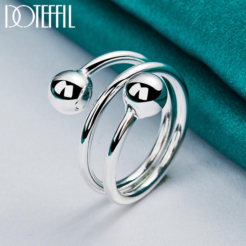 925 Sterling sølv dobbel glatt 8 mm perle ball ring fasjonable bryllup smykker