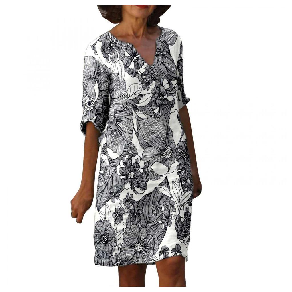 Women's  V-Neck Short Sleeve Dress  Casual Print Dress Beach Dresses Boho Dress