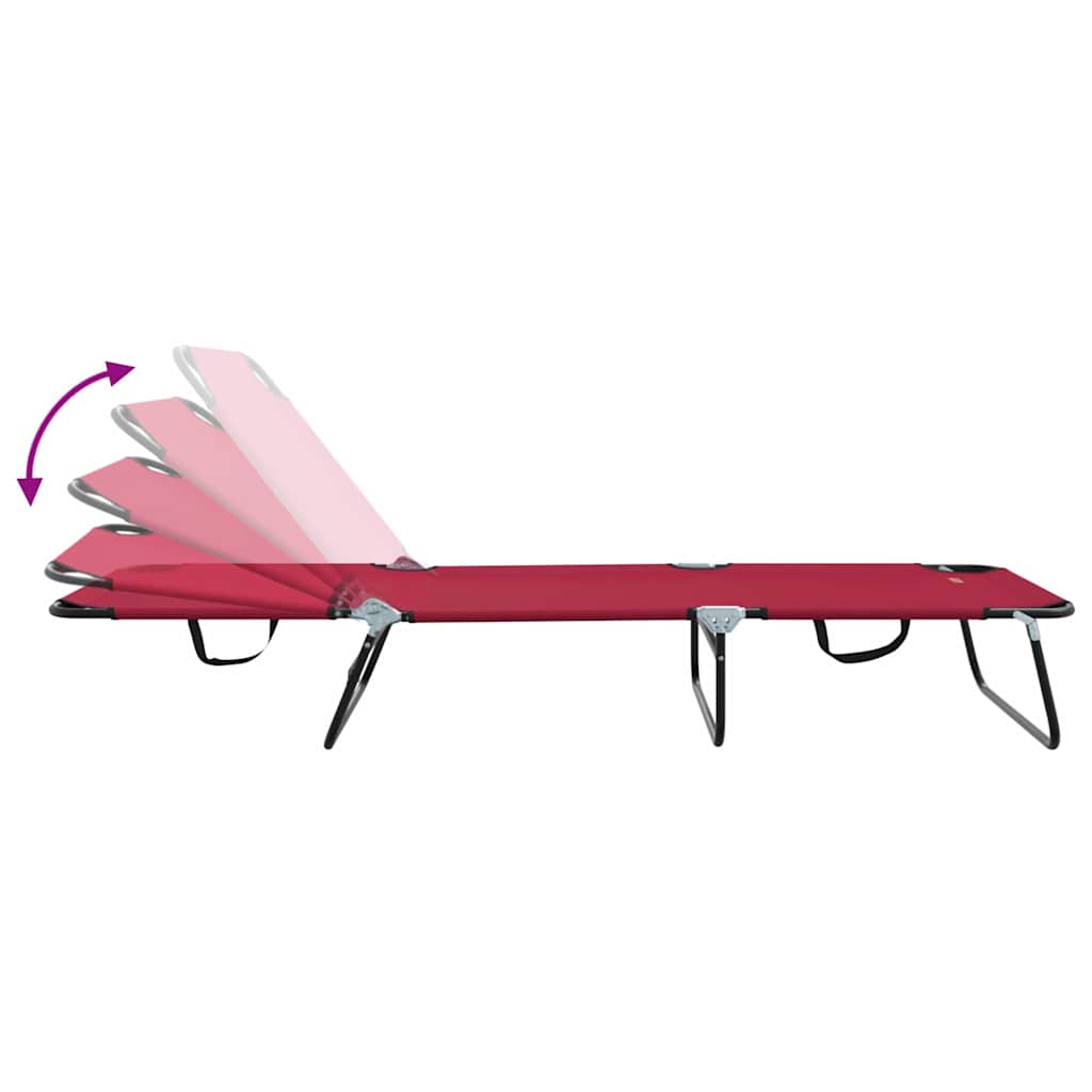 Folding Sun Lounger Red 188 x 57 x 86.5 cm Polyester