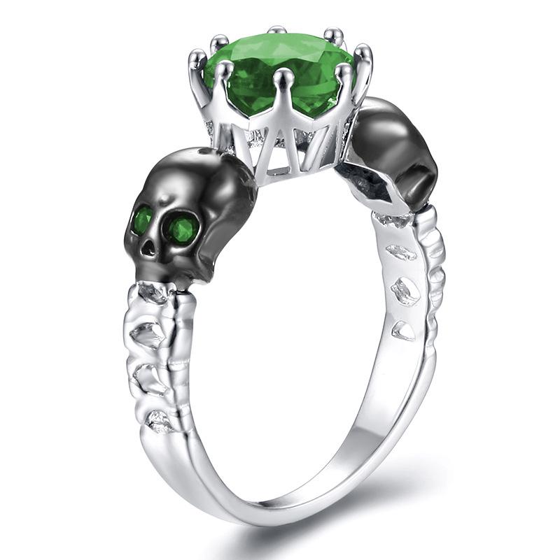 Punk Style Punk Skull Head Ring, Fashion Hip Hop 5 Color Ring, Hand Jewelry