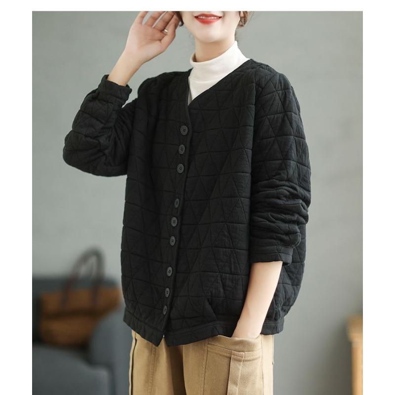 Women's Retro Diamond-tight Cardigan Loose Casual V-neck Baseball Uniform Jacket