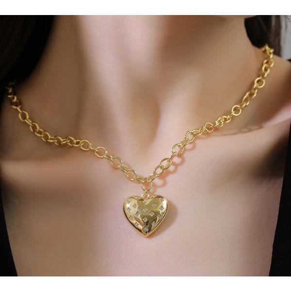 Trendy Cold Wind Popular Stacked Chain Love Heart Pendant Stud Earrings Set