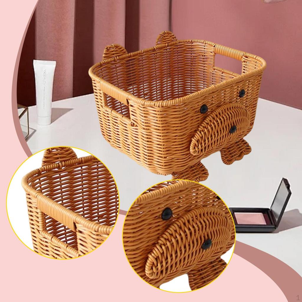 Basket Handmade for Organization with Handles Storage Bin Living Room Kitchen Countertop