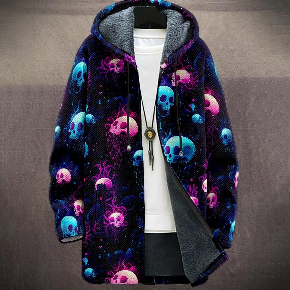 

Новая куртка многоцветные элементы узора B1 кардиган на молнии с капюшоном утолщенный зимний флис трендовая стеганая одежда 4XL