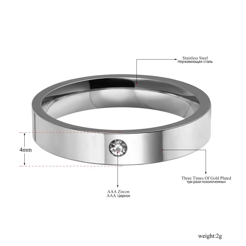 Luxury CZ Crystal Rhinestone Finger Ring 316L Stainless Steel Wedding Rings For Women Female Engagement Jewelry R17153