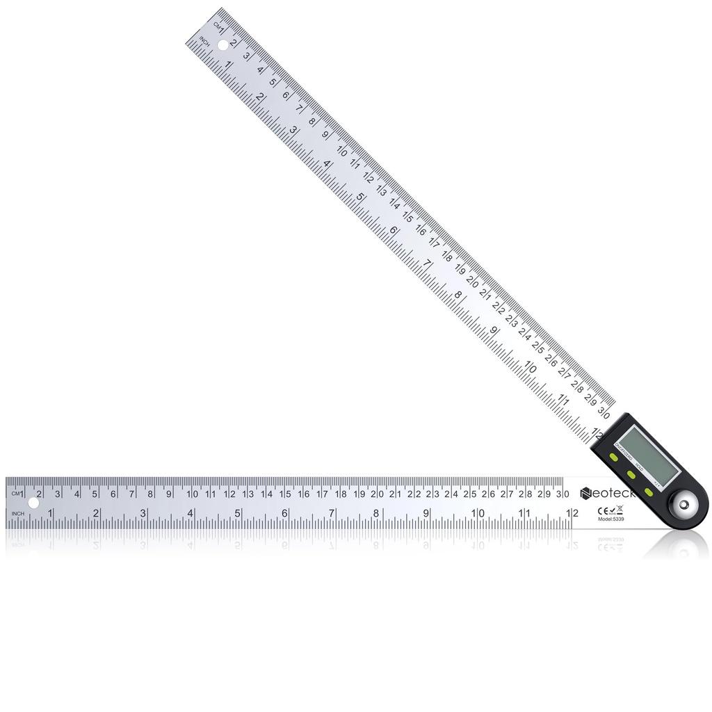 Neoteck Digital Angle Ruler, 360°, 300mm, with Hold Function, Zero Reset, Stainless Steel LCD Display, Protractor, Angle Ruler, Angle Gauge