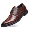 Luxury Brand Men's Leather Shoes Lace Pointy Derby Oxford Print Casual Mens Dress Shoes Man Wedding Party Shoes for Men