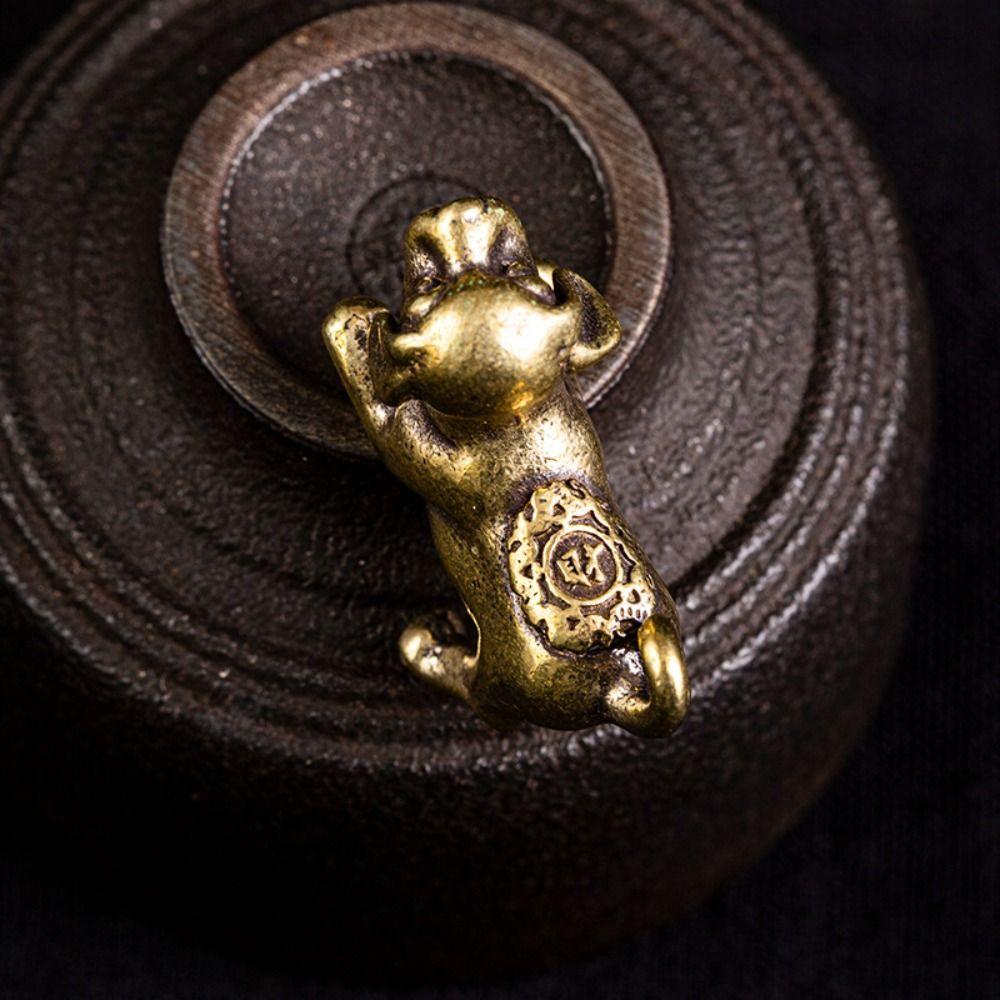 Use Desktop Ornament Room Decoration Feng Shui Tea Pet Brass Pendant Puppy Figurines Zodiac Dog