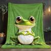 Coperta Ranocchia Carina Flanella Morbida Copricuscino Copriletto Stampa Animali Arredamento Casa Regalo per Bambini Adulti Coperta Calda Accogliente