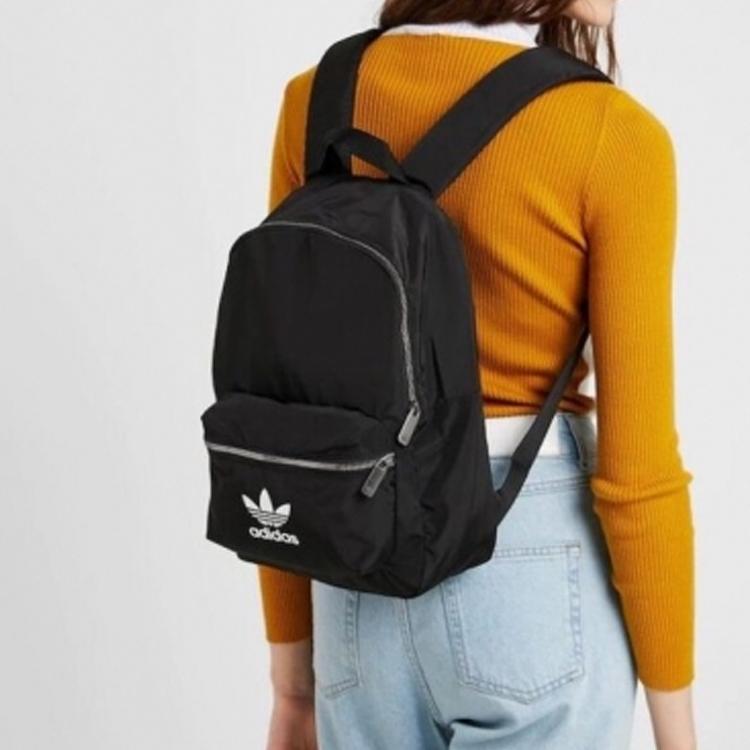 Adidas Originals Trefoil Small Logo Basic Nylon Backpack Women Backpack Black ED4725
