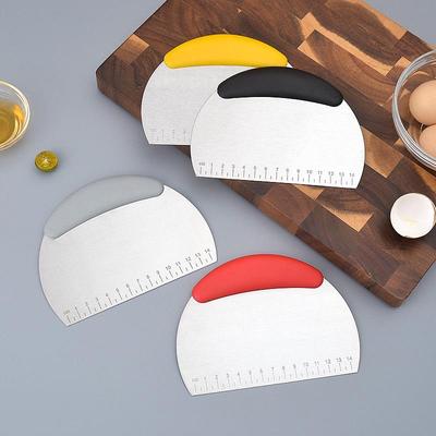Stainless Steel Powder Handle Knife with Scale - Baking Dough Cutter & Scraper