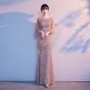 Fishtail Evening Dress Women's 1011 Summer Banquet Elegant Temperament Sequins Host Performance Celebrity Slim Dress
