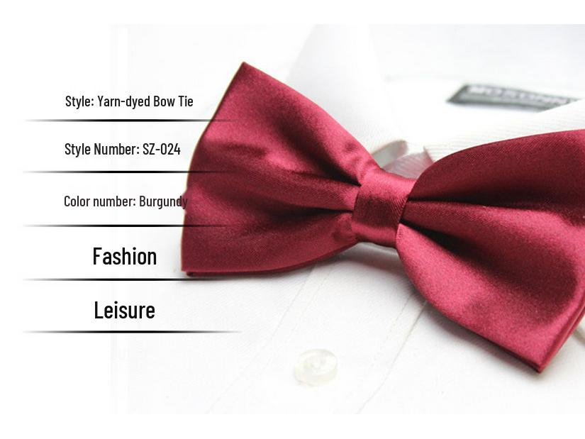 Solid Color Formal Wedding Bow Tie for Men - Customizable Logo and Multi-Color Options