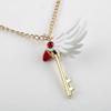 Cartoon Anime Card Captor Sakura Choker keyring Cardcaptor Sakura Clow Charm Pendant keychains Sealing Wand Statement Necklace