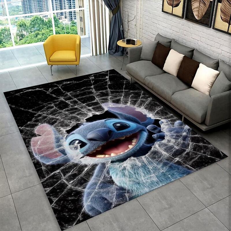 Cute S-Stitch Cartoon Non-Slip Area Rug for Living Room,Bedroom,Playroom,Soft Carpet Floor Mat Home Decor Rug Kids Room Gift
