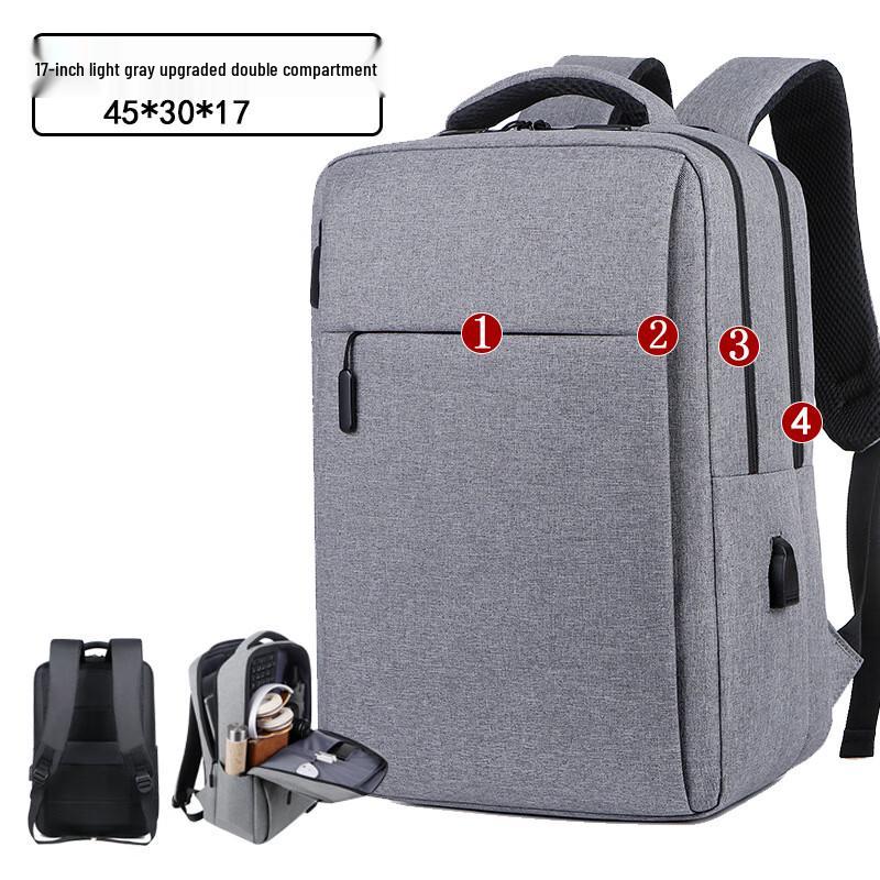 Li Shen Simple Nylon Waterproof Backpack 17-inch