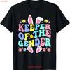 Keeper Of The Gender Boy Or Girl Easter Bunny Reveal T Shirt Vintage Washed Top For Everyday Wear Slightly Graphic Fashion