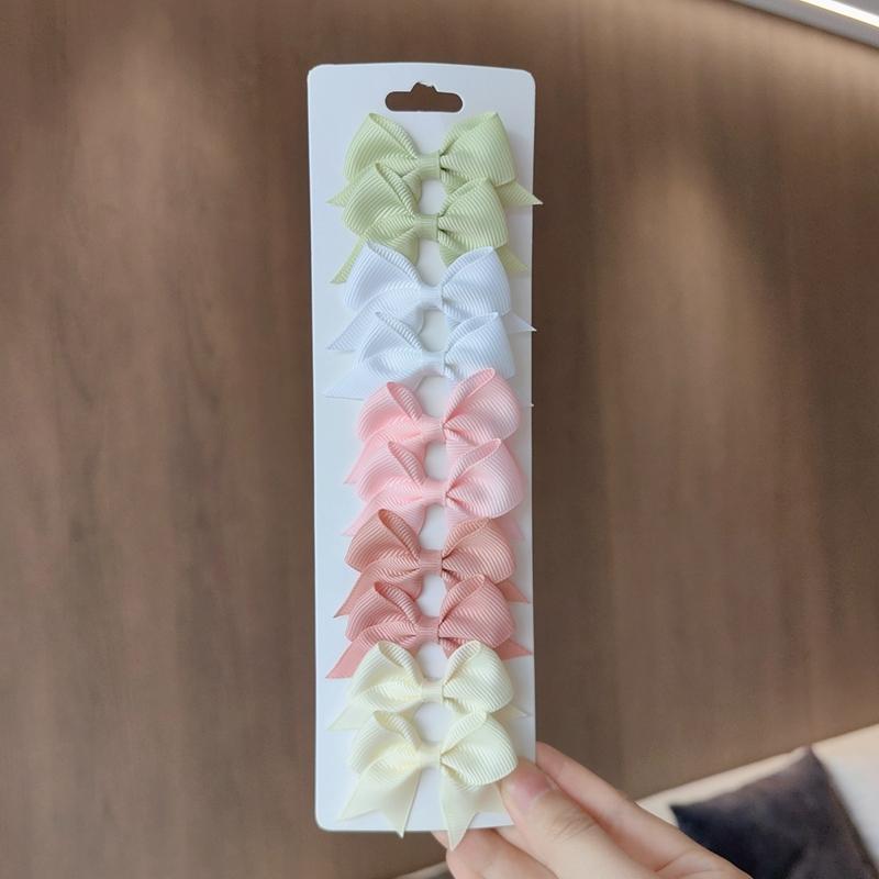 10Pcs/Set Colorful Grosgrain Ribbon Bow Hair Clip Girls Lovely Cheer Bowknot Hairpin Barrettes Headwear Baby Hair Accessories