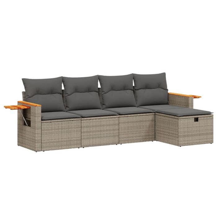 VidaXL Garden Lounge Set with Cushions 5 Pcs, Patio Sofas, Patio Furniture Set, Outdoor Furniture, Grey 3265505