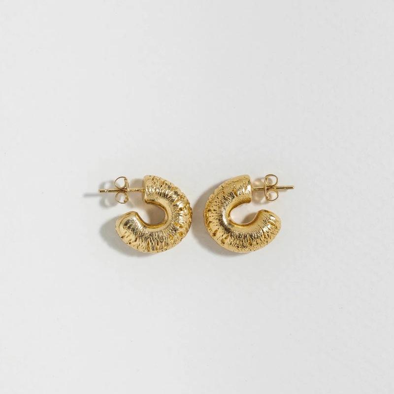 Premium Metal Texture Circle Earrings S925 Silver Needle Earrings Fashion Versatile Premium Trendy Temperament Earrings