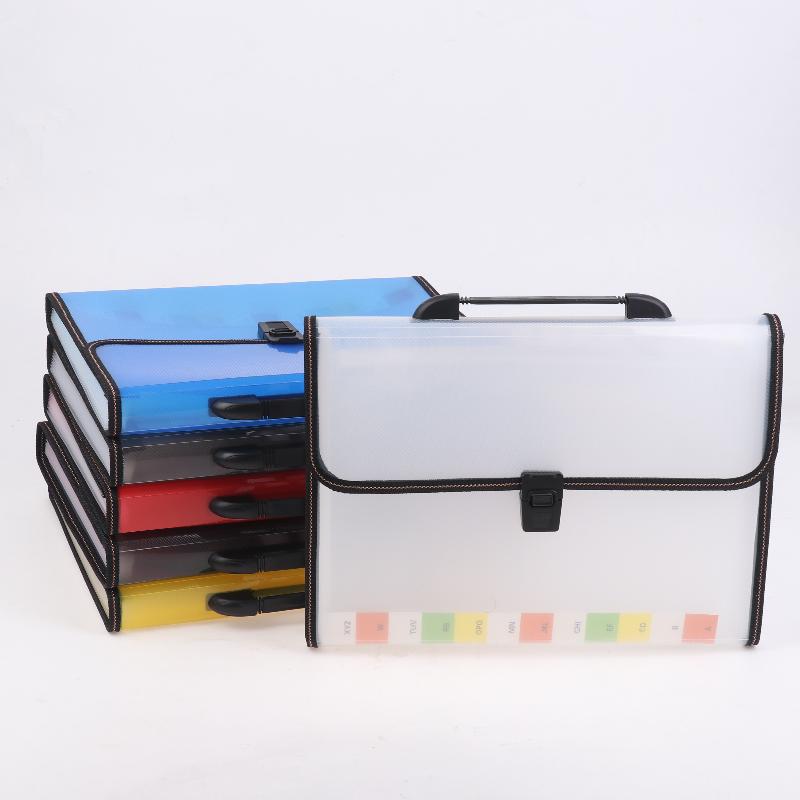 Large Capacity Waterproof File Transparent Folder Press Button Plastic Data Document Bag Pocket Storage Office Supplies