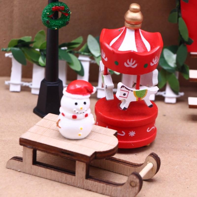 Tiny Openable House Door Decoration Miniature Dollhouses Model Christmas Gnomes Scene For Holiday Shelf Decoration HX6C